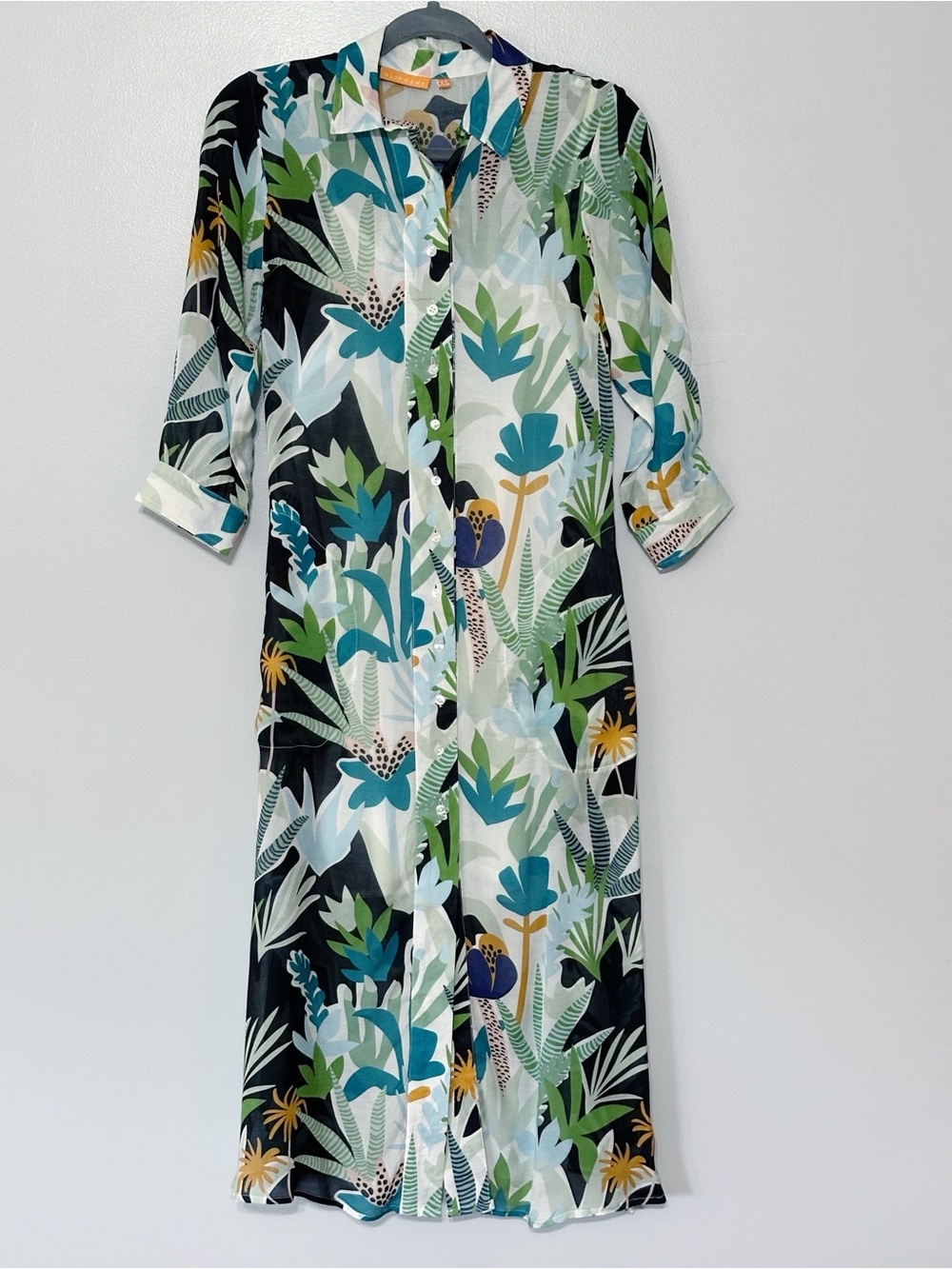 Oliphant Polly Palm Leaf Shirt Dress Size X-Small